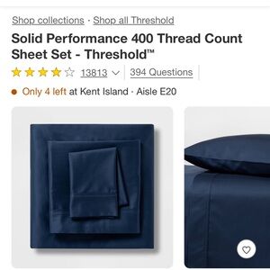 XL Sheet Set. Threshold Solid Performance- Navy